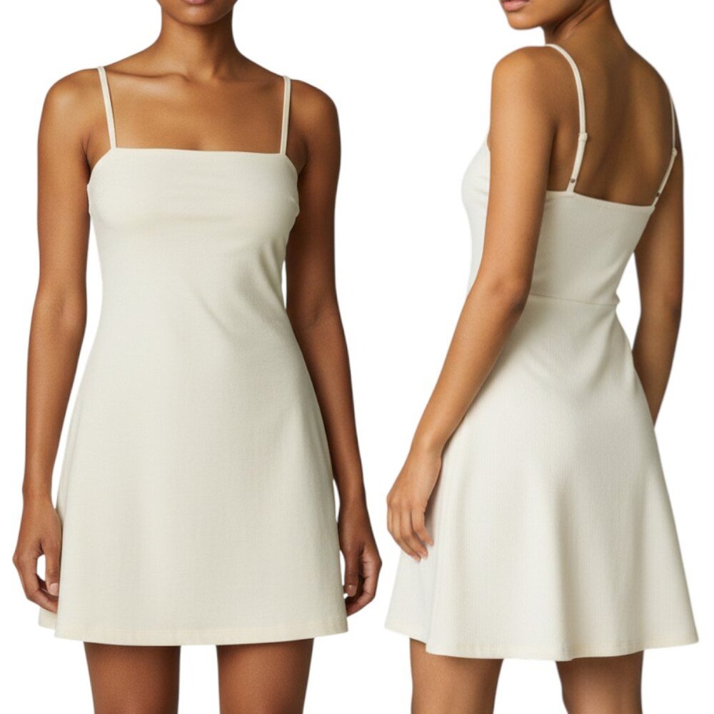 Urban Revivo Cream A-Line Square Neck Camisole Dress Women's Size XS